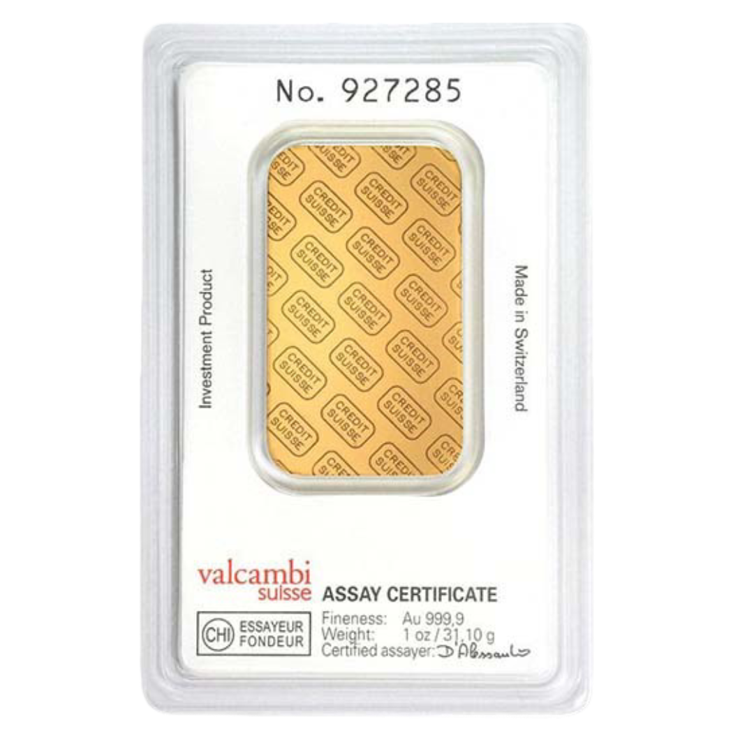 Credit Suisse 1 oz Gold Bar (in Assay Card) | Best Price Guarantee ...